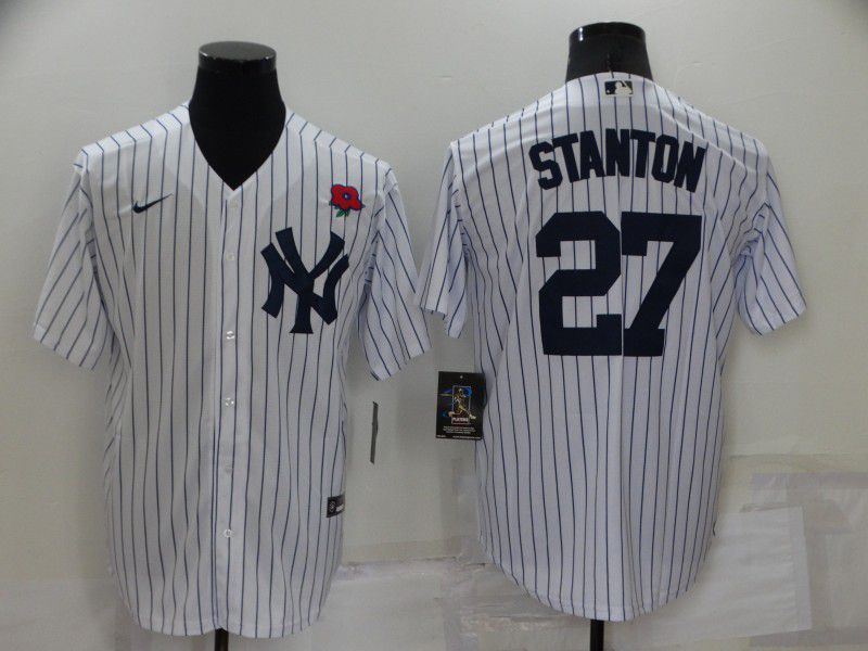 Men New York Yankees #27 Stanton White Strip Game 2022 Nike MLB Jersey->new york yankees->MLB Jersey